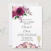 Invitation Burgundy et Blush Pink Brunch et Bubbly (Devant)