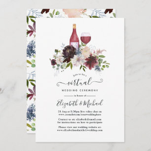 Invitation Burgundy et Blush Wine thème Mariage virtuel