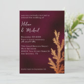 Invitation Burgundy et cuivre Hiver Mariage Pine Branche (Debout devant)