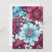 Invitation Burgundy et Dusty Blue Floral Mariage (Dos)