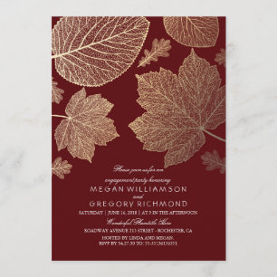 Invitation Burgundy et Feuilles d'or à l'automne