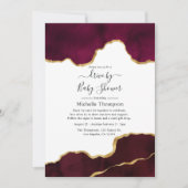 Invitation Burgundy et Gold Agate Drive par douche (Devant)