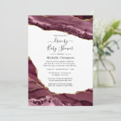 Invitation Burgundy et Gold Agate Drive par douche (Debout devant)