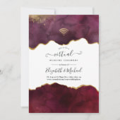 Invitation Burgundy et Gold Agate Mariage virtuel (Devant)
