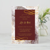 Invitation Burgundy et Gold Alcok Engagement Party (Debout devant)