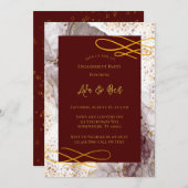 Invitation Burgundy et Gold Alcok Engagement Party (Devant / Derrière)