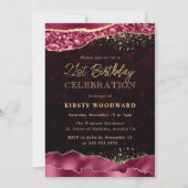 Invitation Burgundy et Gold Glam Tears Edge 21e anniversaire (Devant)