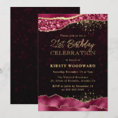 Invitation Burgundy et Gold Glam Tears Edge 21e anniversaire (Devant / Derrière)