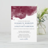 Invitation Burgundy et marine Aquarelle Mariage moderne (Debout devant)