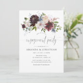 Invitation Burgundy et Navy Floral Engagement Party (Debout devant)