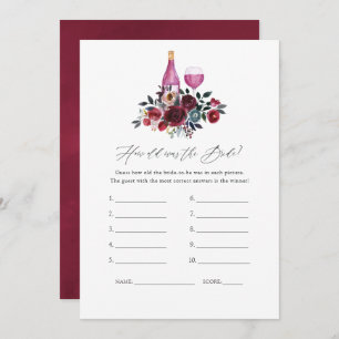 Invitation Burgundy et Navy Wine Tasting Fête des mariées