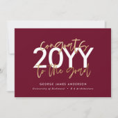 Invitation burgundy et or script moderne graduation photo (Devant)