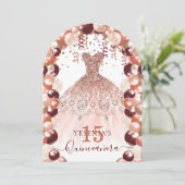 Invitation Burgundy et Rose Gold Quinceañera robe Ballotte (Debout devant)