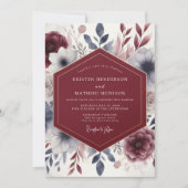 Invitation Burgundy Ethereal Flourish Wedding (Devant)