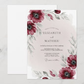 Invitation Burgundy Ethereal Winter Wedding (Devant / Derrière)