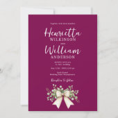 Invitation Burgundy Eucalyptus Bow all in one Wedding  (Devant)