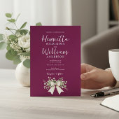 Invitation Burgundy Eucalyptus Bow all in one Wedding 