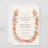 Invitation Burgundy Fall Boho Rustique Floral QR Code Mariage (Devant)