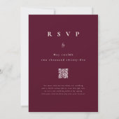 Invitation Burgundy Fall Boho Rustique Floral QR Code Mariage (Dos)