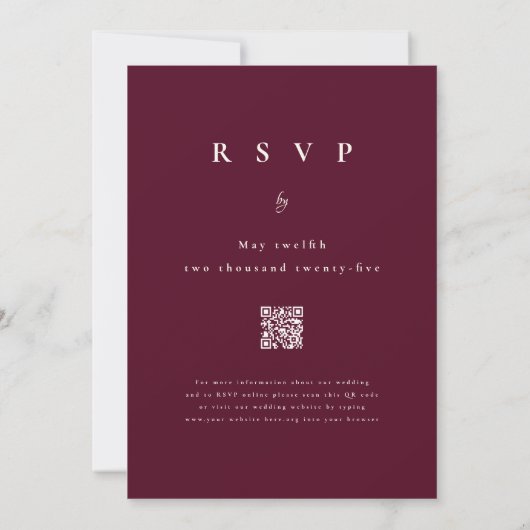 Invitation Burgundy Fall Boho Rustique Floral QR Code Mariage (Dos)
