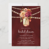 Invitation Burgundy Fall Dahlia Mason Jar Fête des mariées ph (Devant)