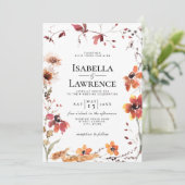 Invitation Burgundy Fall Floral Aquarelle Fleur sauvage Maria (Debout devant)