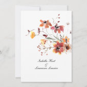 Invitation Burgundy Fall Floral Aquarelle Fleur sauvage Maria (Dos)