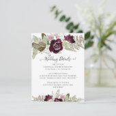 Invitation Burgundy Fall Floral Elegant Blush Mariage Détails (Debout devant)