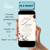 Invitation Burgundy Fall in Love Automne Engagement Party