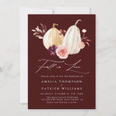 Invitation Burgundy Fall in Love Citrouille Automne Mariage (Devant)