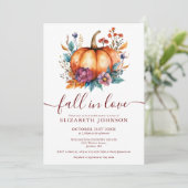 Invitation Burgundy Fall In Love Citrouille Fête des mariées (Debout devant)