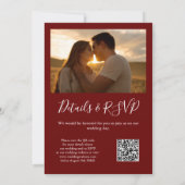 Invitation Burgundy Fall In Love Citrouille Photo QR Mariage (Dos)