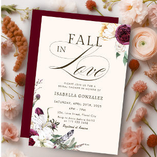 Invitation Burgundy Fall in Love Fête des mariées d'automne