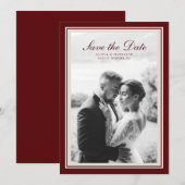 Invitation Burgundy Fall Photo Save the Date Card (Devant / Derrière)