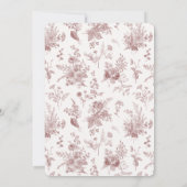 Invitation Burgundy Fall Toile De Jouy Baby shower Floral (Dos)