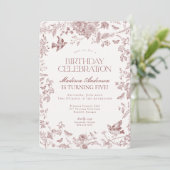 Invitation Burgundy Fall Toile De Jouy Floral Anniversaire (Debout devant)