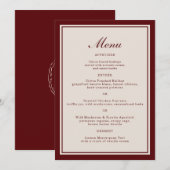 Invitation Burgundy Fall Wedding Menu Card (Devant / Derrière)