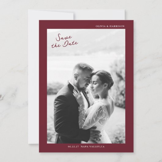 Invitation Burgundy Fall Wedding Save the Date (Devant)