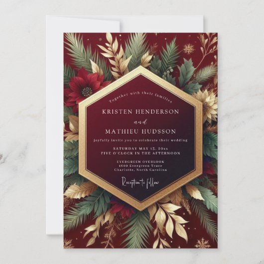 Invitation Burgundy Festive Foliage Wedding (Devant)