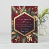 Invitation Burgundy Festive Foliage Wedding (Debout devant)