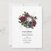 Invitation Burgundy Fleur Crâne Gothique Couple Baby Shower (Devant)