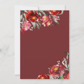 Invitation Burgundy Fleurs Typographie Juste Mariés (Dos)