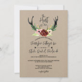 Invitation Burgundy Floral Antler Boho Hunt est au-dessus du  (Devant)