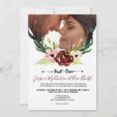 Invitation Burgundy Floral Antler Boho Hunt est au-dessus du  (Devant)