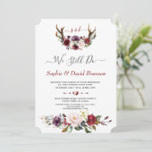 Invitation Burgundy Floral Antlers Calligraphie NOUS LE FAISO (Debout devant)