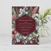 Invitation Burgundy Floral Assemblage Wedding (Debout devant)