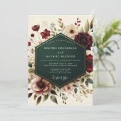 Invitation Burgundy Floral Autumn Romance Wedding (Debout devant)