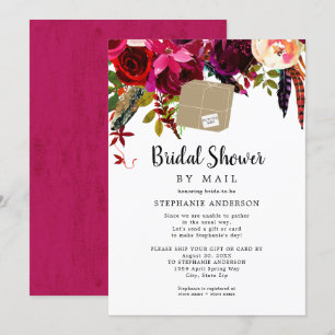 Invitation Burgundy Floral boîte d'expédition Fête des mariée