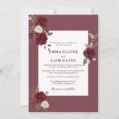 Invitation Burgundy Floral Deep Wine Old Money Wedding (Devant)