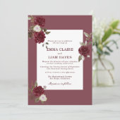 Invitation Burgundy Floral Deep Wine Old Money Wedding (Debout devant)
